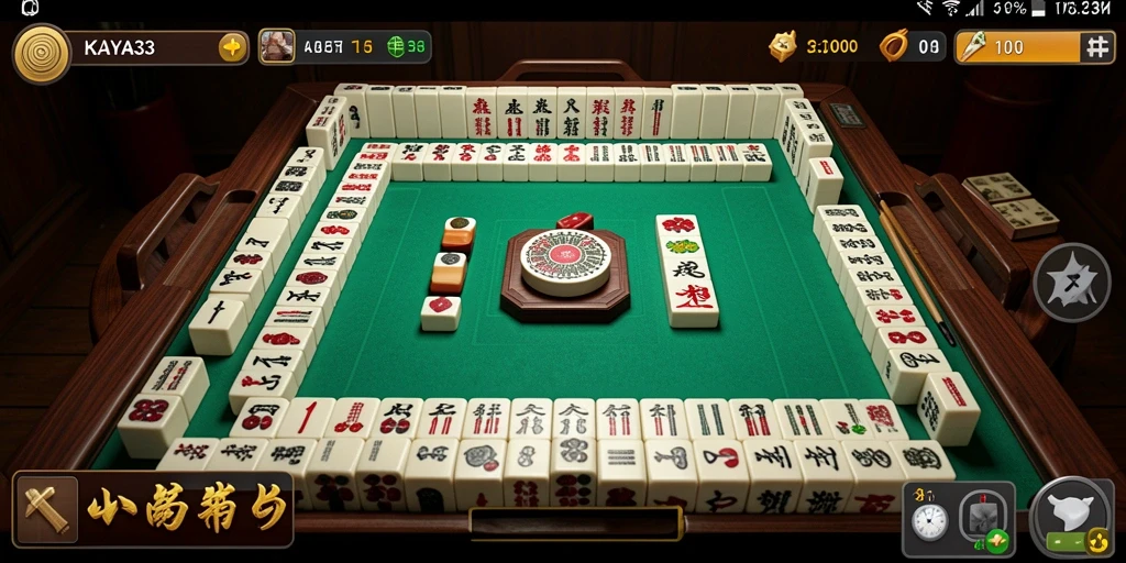 Screenshot gameplay KAYA33 yang menunjukkan aksi seru Mahjong.
